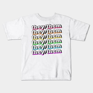 They/Them Pronouns --- Retro Style Design Kids T-Shirt